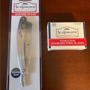SCALPMASTER Barber Salon Prof Stainless Steel Shaving Razor SR-SC7911 and blades